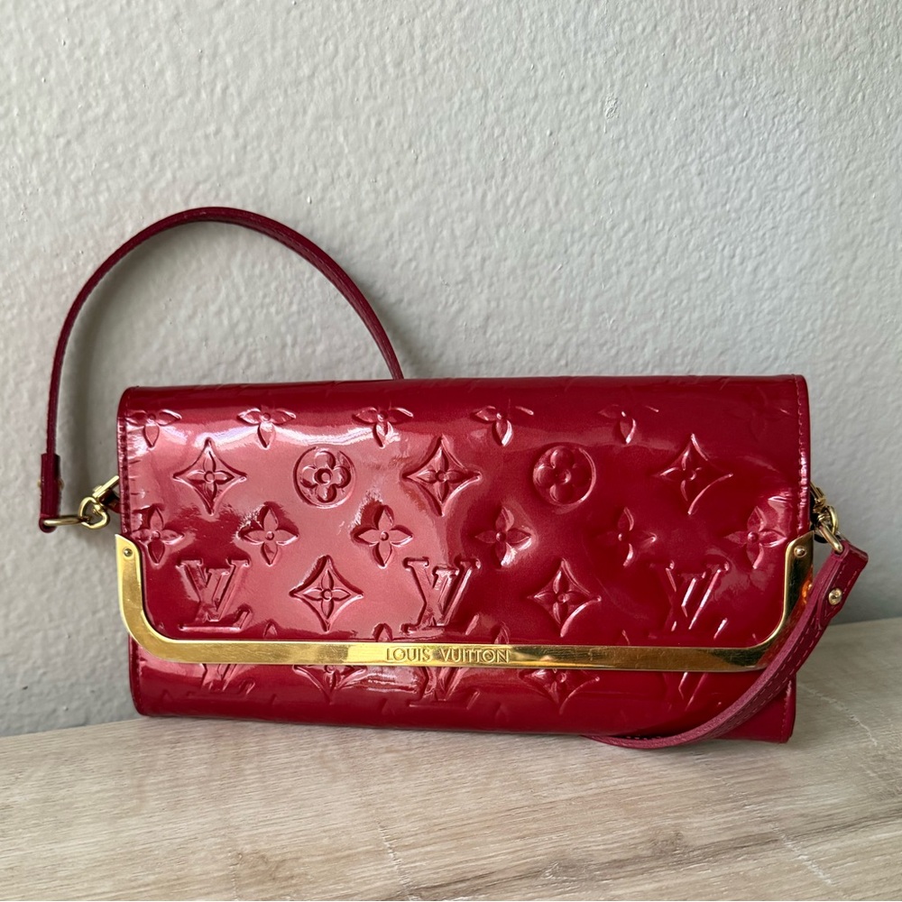 Louis Vuitton Red Vernis Clutch with Monogram Red Patent leather
